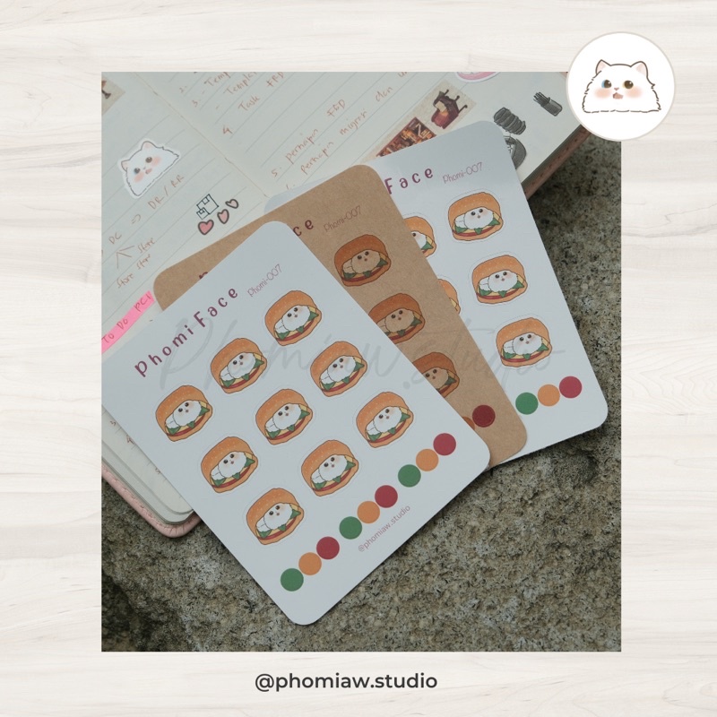 

cute cat sticker burger phomi face 007