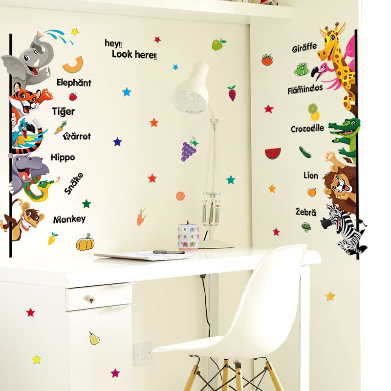 RELIZA WALL STICKER ANIMAL HEWAN KIDS ANAK STUDY STIKER DINDING SK7042