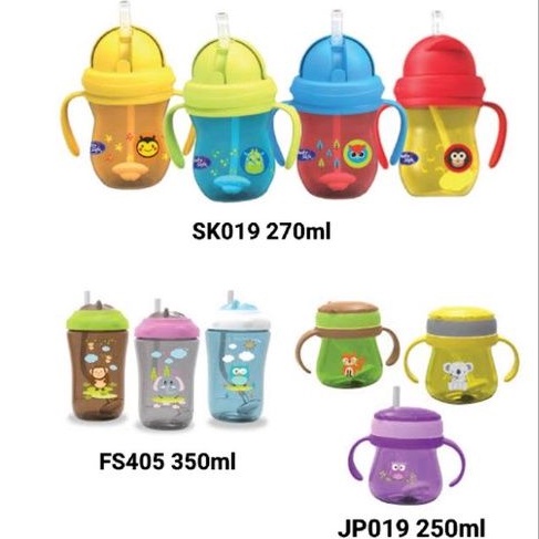 Baby Safe Cup Weighted Straw JP019 FS405 SK019 - Babysafe Botol Minum Pemberat Training Cup With Straw - Botol Minum Sedotan Anak Bayi