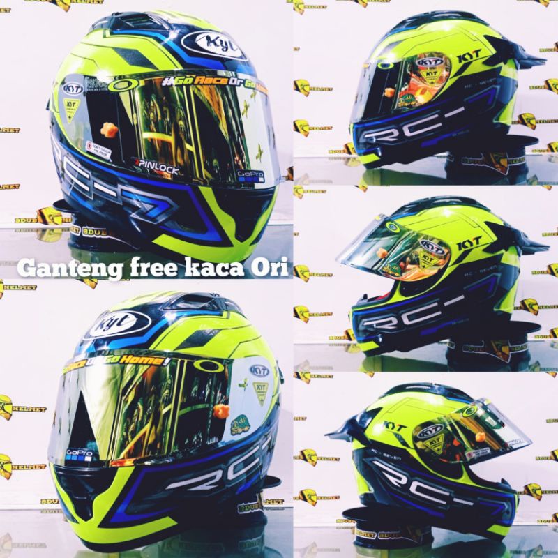 helm kyt full face rc seven motif #19 black white blue paket ganteng 100% baru Ori kyt-Paket ganteng top12