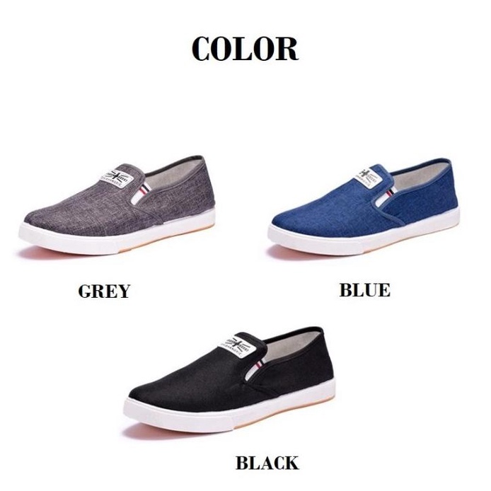 HOLLXMALL [SHOPEE12.12] | SH26 SEPATU PRIA CASUAL DENIM CANVAS SHOES SLIP ON MEN SHOES