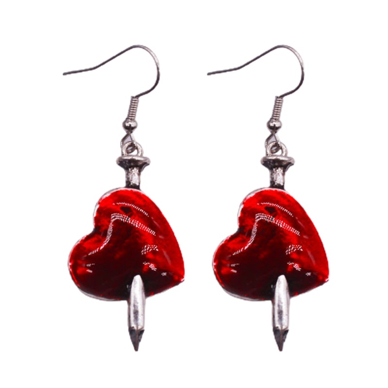 SIY  Goth Dark Sword Drop Earrings Wounded Heart Red Oil Drip Halloween Party Earrings for Women Fashion Jewelry Gifts