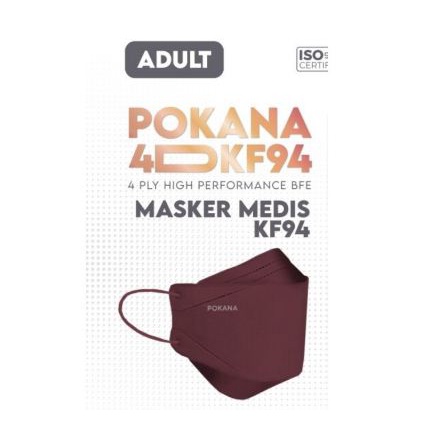 Pokana 4D KF94 Mask Isi 2 Cordovan Maroon