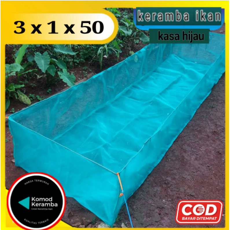 keramba ikan 3x1x50 hapa jaring apung karamba kramba kerambah anak ikan kasa hijau  siap pakai