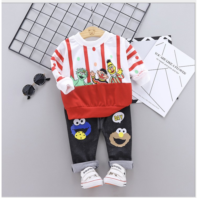 babyfit setelan sweater ELMOPANS baju  anak  cowok  import  