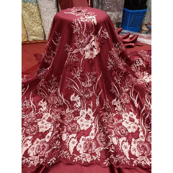 Bahan Kain Tile 3D Kombinasi Warna Full Payet