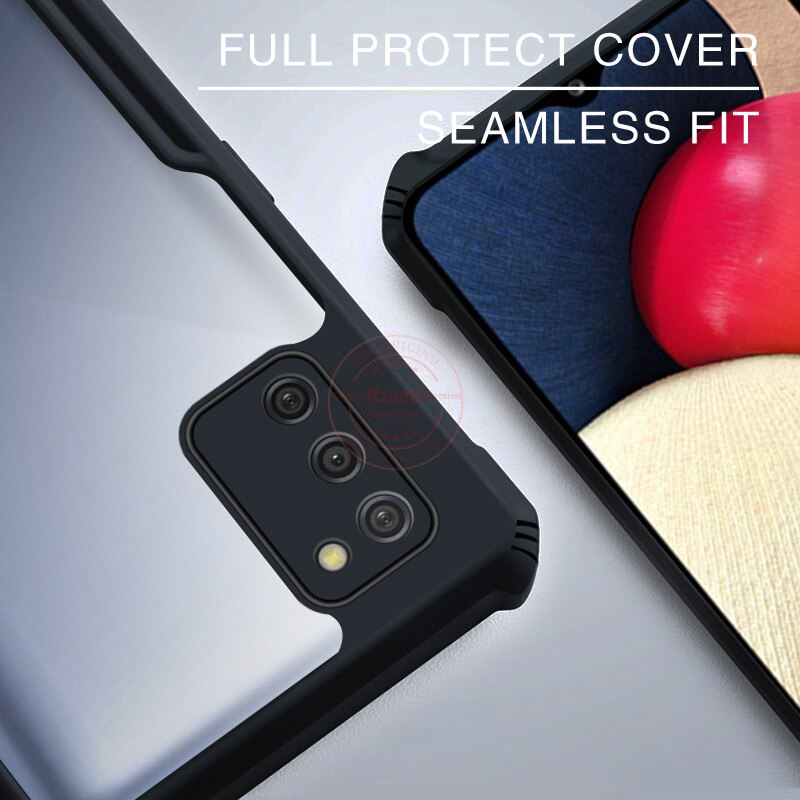 Case SAMSUNG A02S Armor Fushion Transparent Casing + Tempered Glass Full Layar dan Skin Carbon