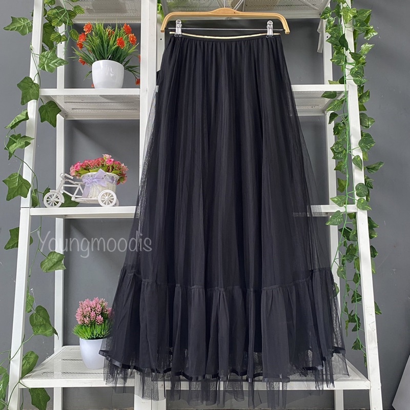 youngmoodis Veli maxi skirt rok tutu ruffle 6 warna ori import