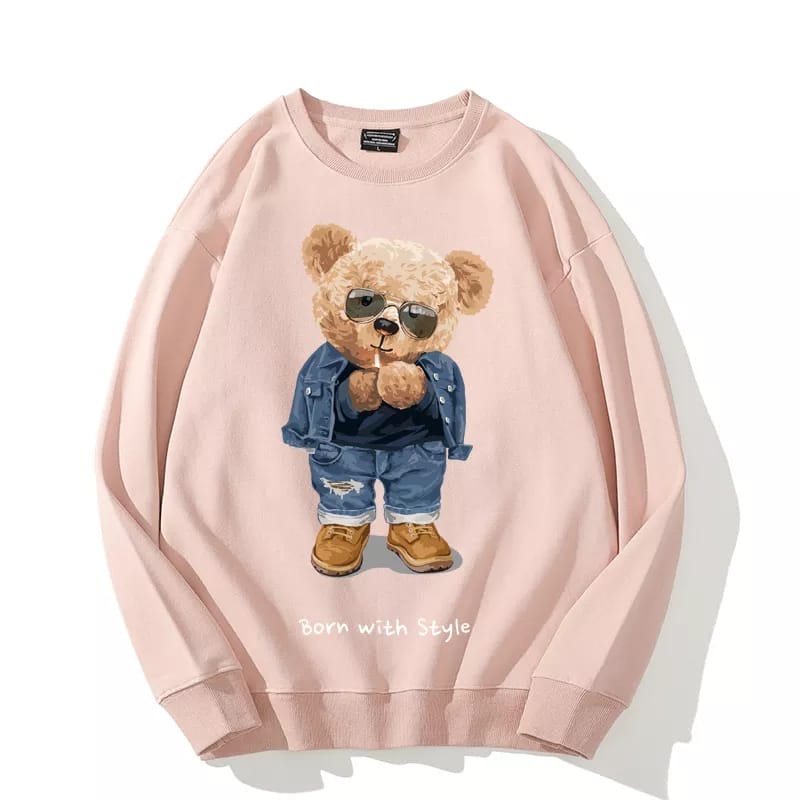 BEFAST - ZFC OOTD Sweater NANCY / SWEATER BORN WITH STYLE TEDDY BEAR 3D / Sweater Motif Gambar / Pakaian Wanita Lengan Panjang / OOTD Remaja Wanita Casual / Keluaran Terbaru 2022 / Termurah / Sweater Santai