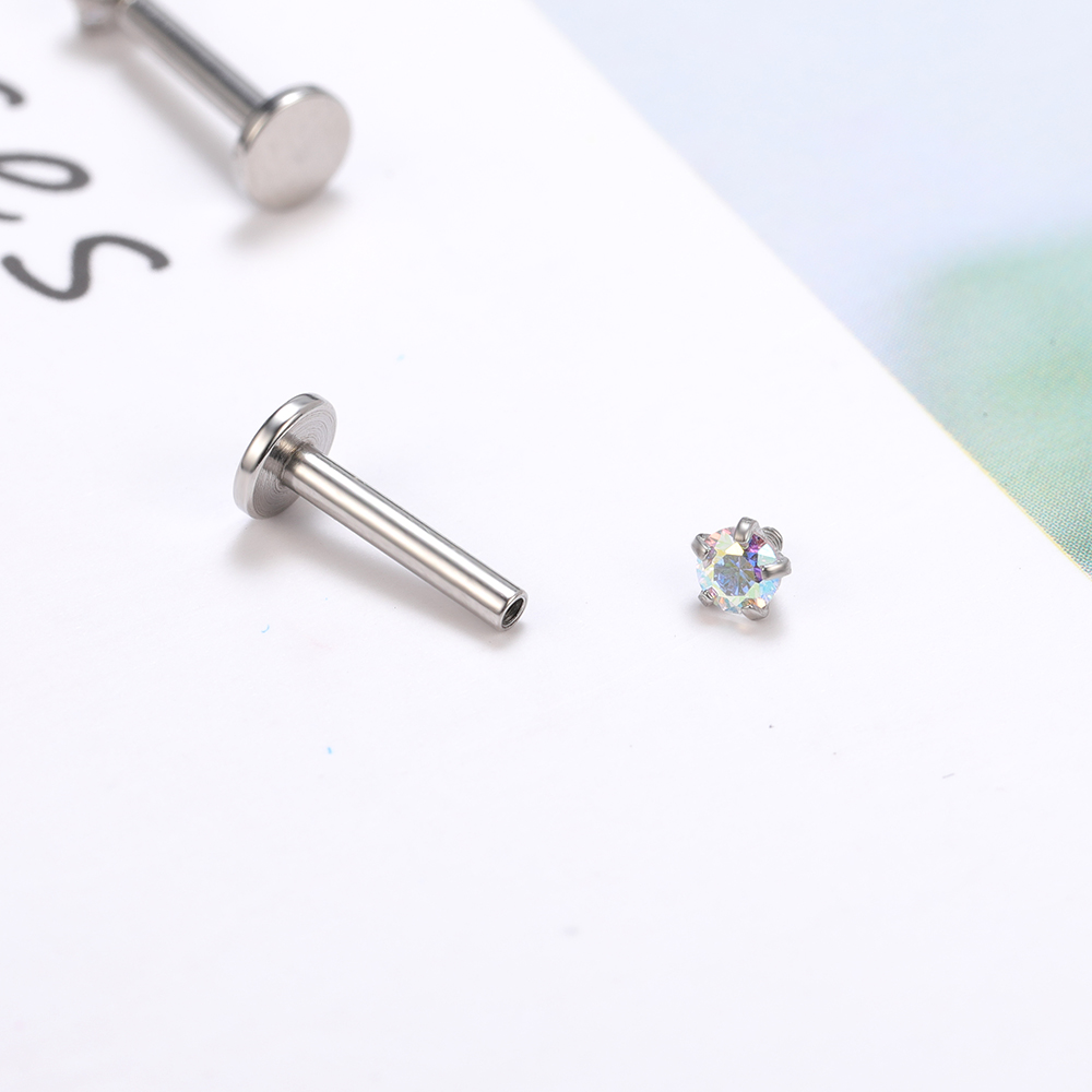 1pc Anting Tindik Bibir Bentuk Bintang Kristal Bahan Stainless Steel 316l