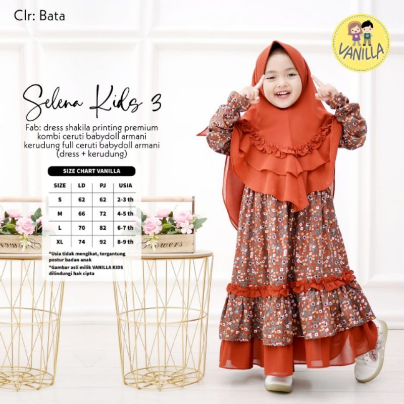 Selena kids 3 baju anak setelan gamis lebaran