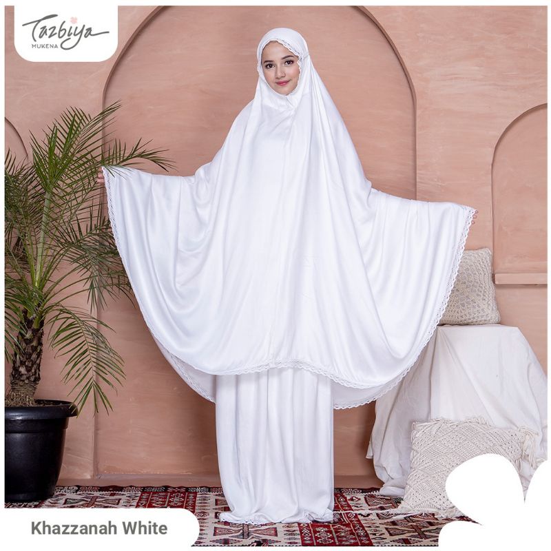 KHAZANAH WHITE Mukena Tazbiya Polos
