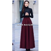 TERLARIS !!! ROK PANJANG JUMBO SPANDEK JERSEY WANITA TERMURAH / ROK PANJANG MAX BB 80 KG BAHAN PREMIUM BISA COD & SAMEDAY-MARUN
