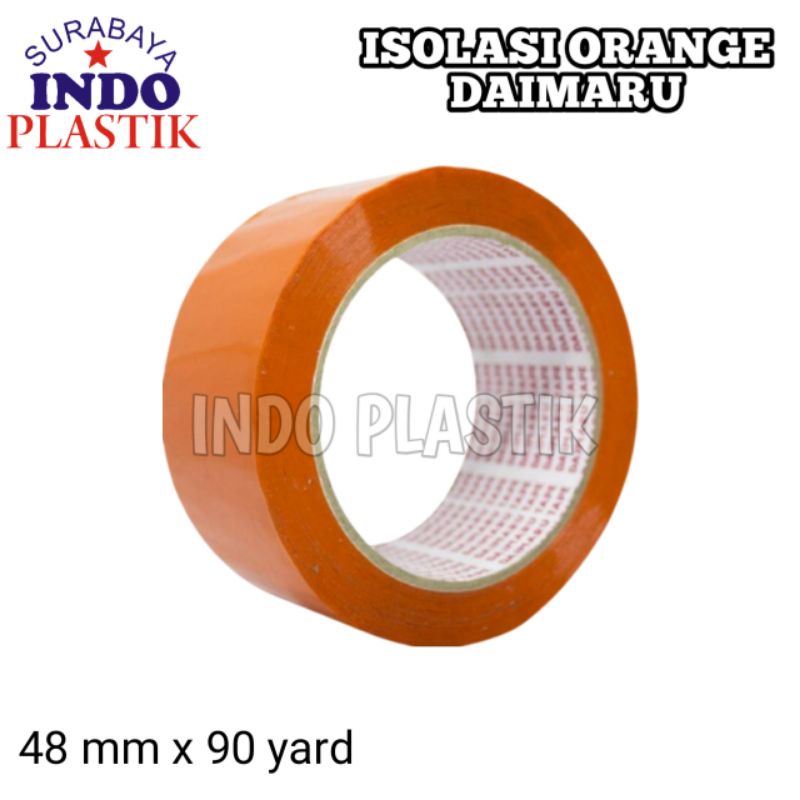 

selotip isolasi lakban daimaru warna orange plastik opp 100 meter