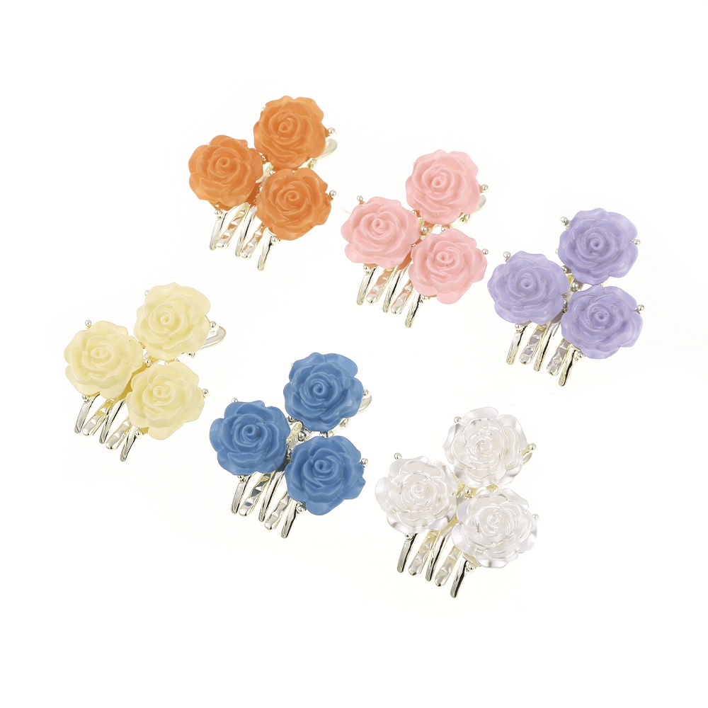 Jepit Rambut Bentuk Mawar Bahan Alloy Ukuran 3.5cm Untuk Wanita