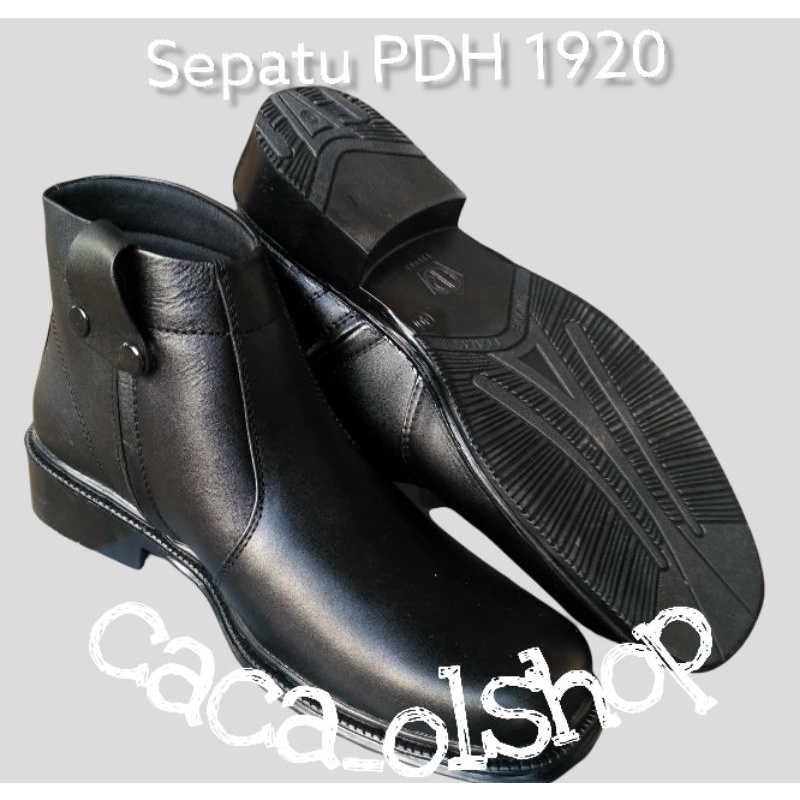 AR Exclusive Sepatu PDH Sleting Samping Tapak Petak 1920 Hitam Dove 100% Kulit Asli Original Magetan