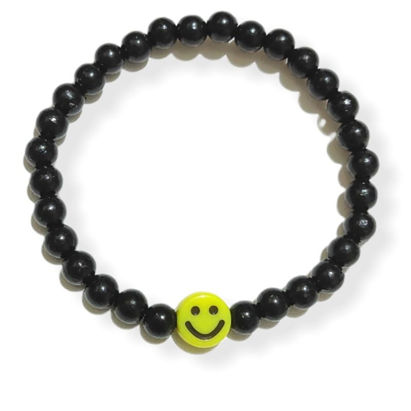 Gelang Elastis Mote Senyum Smiley Beads Bracelet Emoji Smile Tersenyum  Handmade