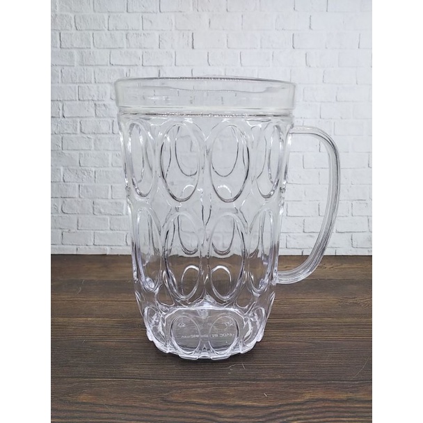 GELAS PLASTIK BAMBU FICTORY  6  PCS GELAS GAGANG PLASTIK GELAS BIR PLASTIK GELAS TIKAR PLASTIK