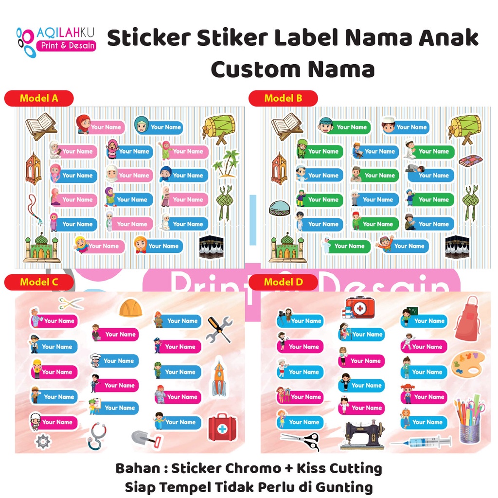 

Sticker Stiker Label Nama Anak Custom Nama Karakter