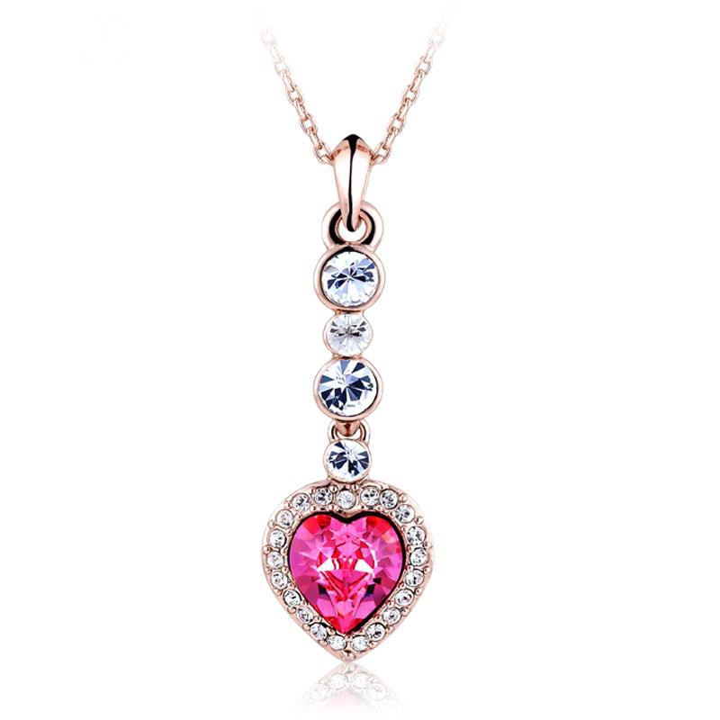 Small Love Kalung Kristal Wanita Swarovski Crystal Pendant Cewek Hadiah Kado Ultah Mewah Cantik