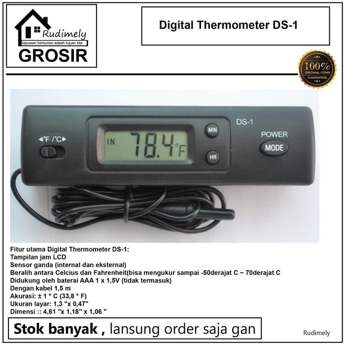 grosir Thermometer Portable ds-1 Pengukur suhu AC ruangan,kulkas,AC mobil