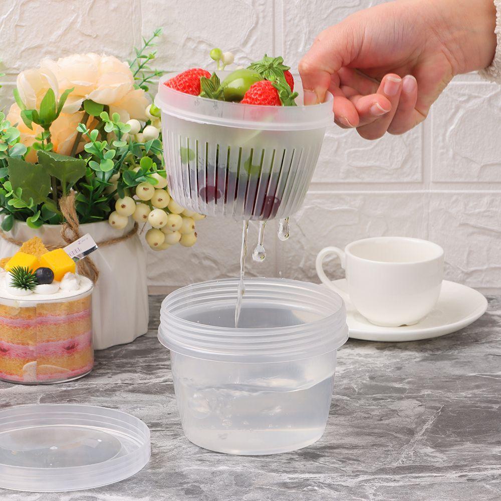 TOP Keep Fresh Box Portable Plastik Double-layer Drainase Organizer Dapur