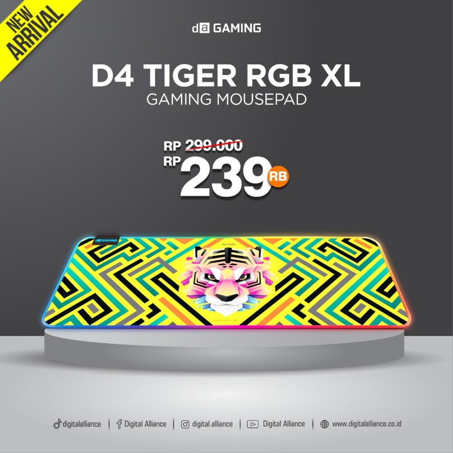 MousePad Digital Alliance D4 Tiger RGB XL - Mousepad DA D4 XL RGB size 800x300x4mm