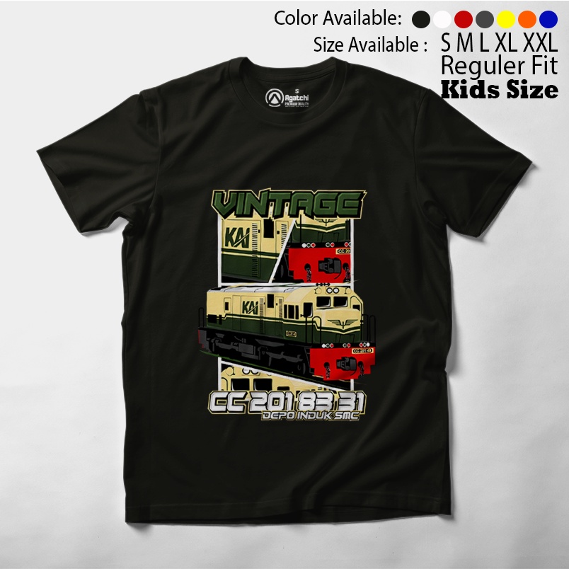 Baju Kaos Atasan Anak Laki-Laki Dan Permpuan Motif Kereta Api KAI Vintage