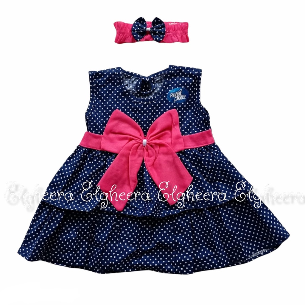 (ELGHEERA) Dress Anak Motif Pita / Baju Anak Murah Tanpa Bando