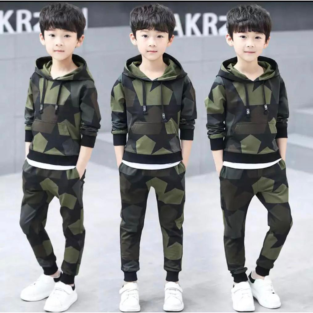 PROMO-SETELAN SWEATER HOODIE  STAR ARMY ANAK LAKI LAKI BAJU ANAK LAKI LAKI PAKAIAN ANAK LAKI LAKI HOODIE ANAK LAKI LAKI SETELAN HOODIE ANAK TERBARU TERLARIS HOODIE ANAK PRINTING