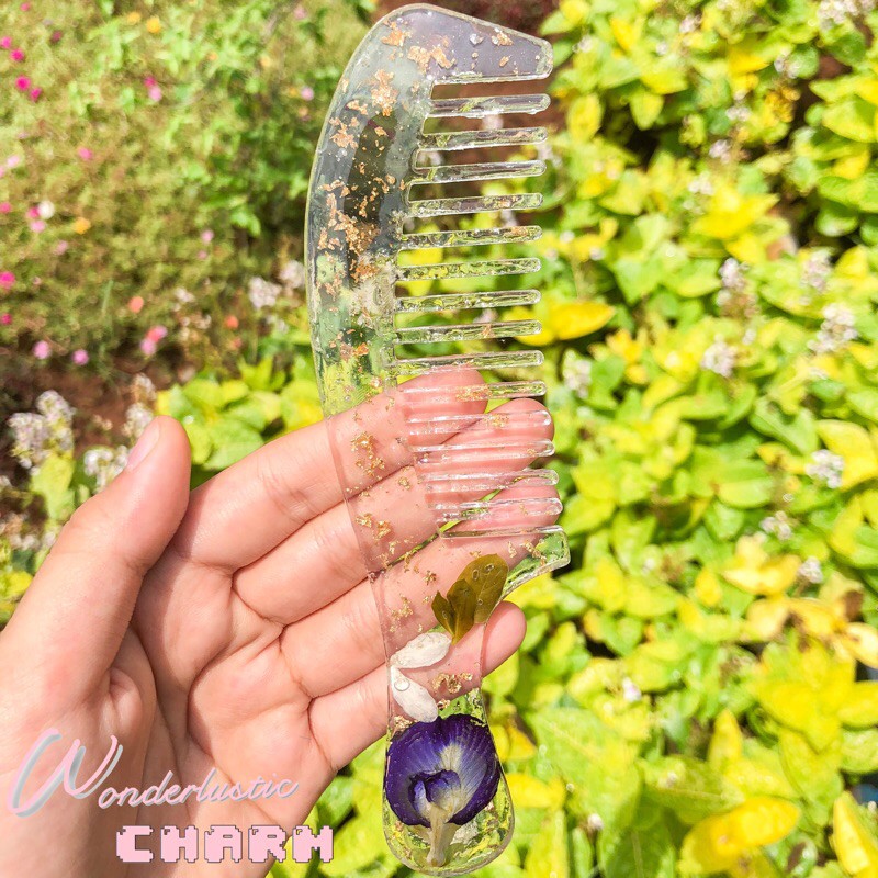 Resin Magnolia Comb Custom Order / Sisir Rambut / Hair Brush