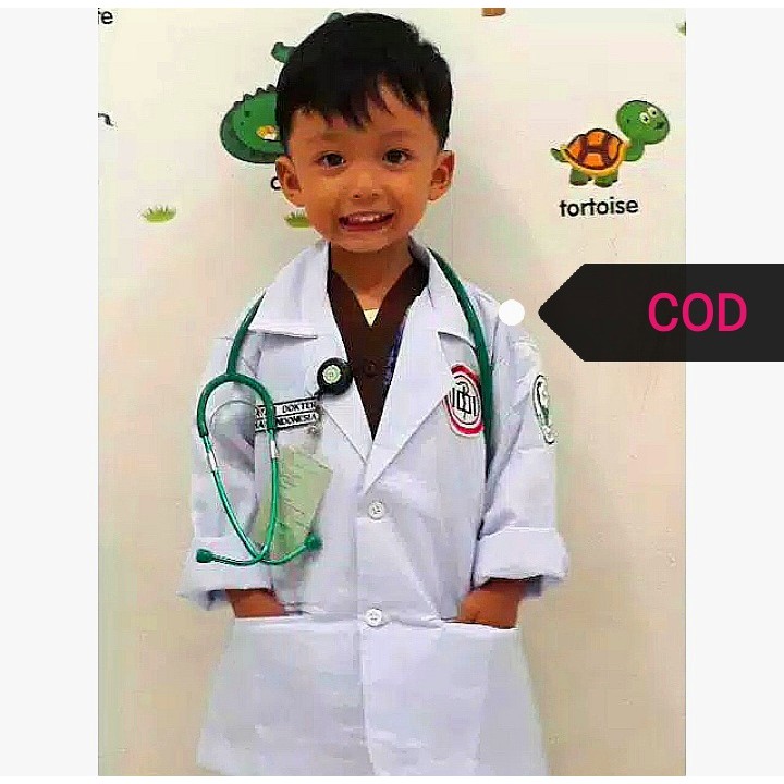 Jas dokter anak Baju profesi dokter Jas praktek dokter anak Kostum dokter anak lucu Baju Dokter anak