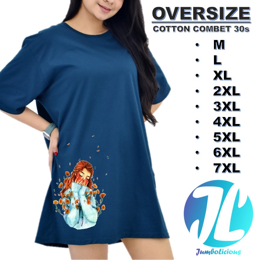 Kaos Wanita Lengan Pendek Ld 120 130 140 Bahan Katun Asli Adem Jumbo Import Oversize Murah
