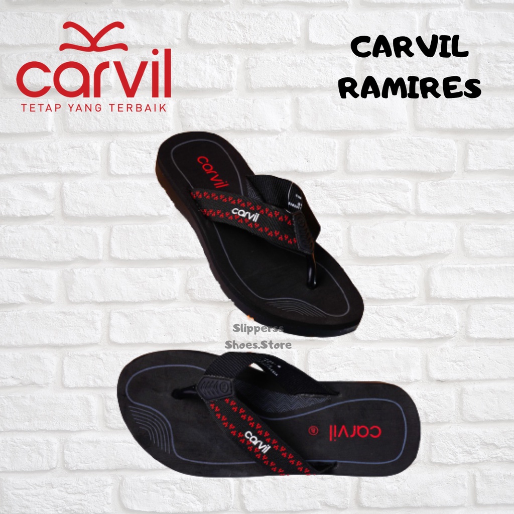 (HARGA GROSIR SANDAL ORIGINAL) CARVIL RAMIREZ Black Red Size 38 - 43 / Sandal Casual Pria / Branded