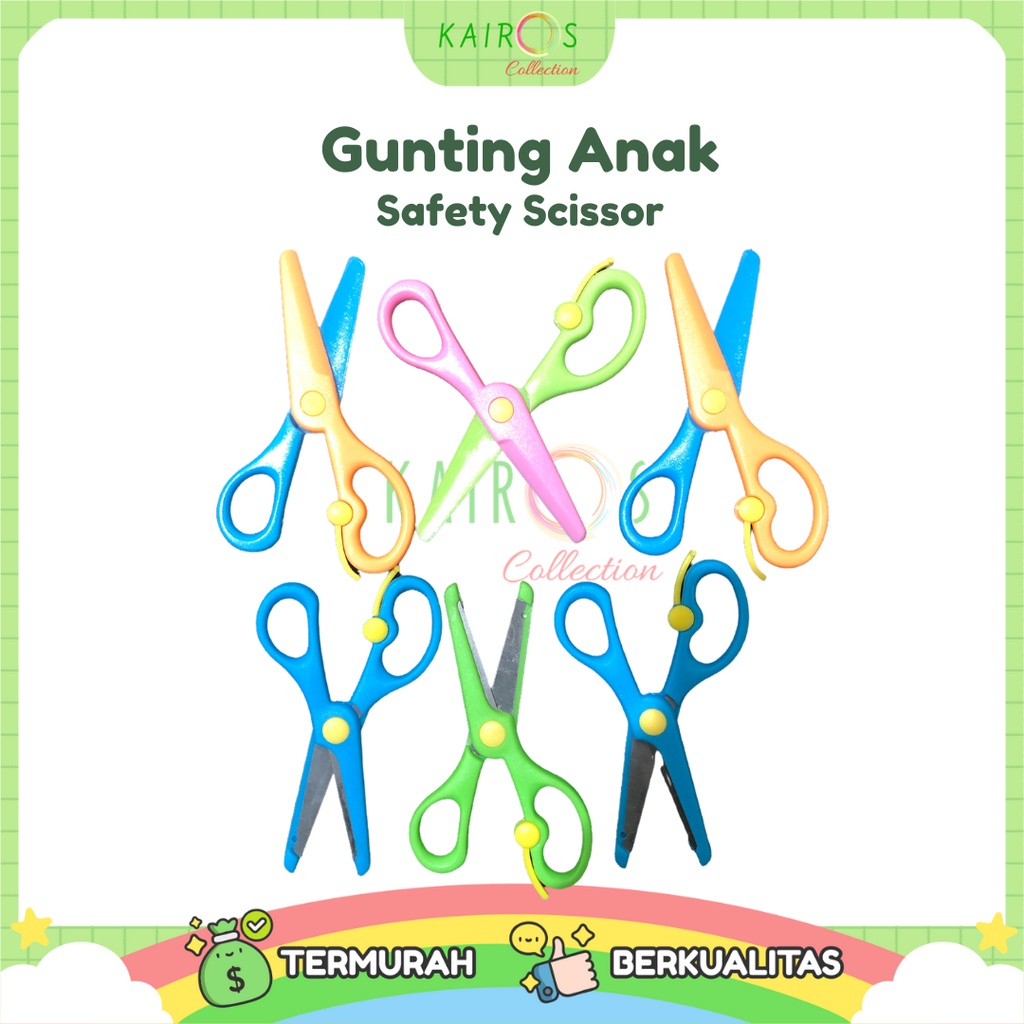 Gunting Kertas Anak Safety Scissors Gunting Plastik Warna Warni