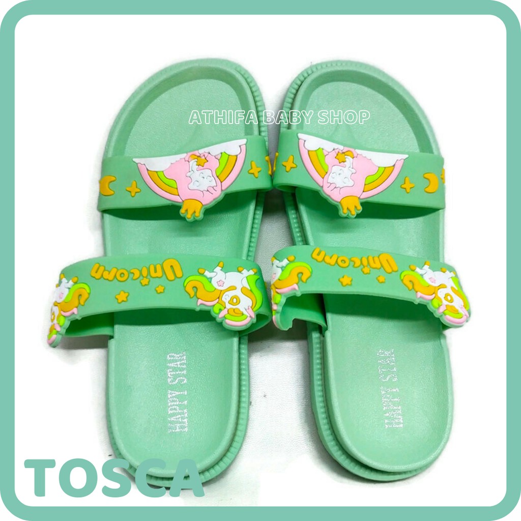 Sandal Slop Anak Perempuan Unicorn Kuda Pony Poni Sendal Balita Cewek Usia 3 4 5 6 7 8 9 10 Tahun