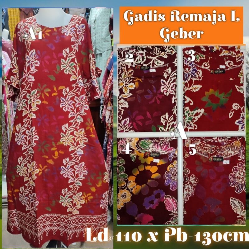 16# GADIS REMAJA, Daster Batik Model L Geber / Lengan Kalong Body Panjang, Bahan Batik Cetak
