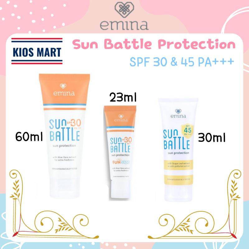 Emina Sun Battle Protection SPF 30 PA+++ 23ml &amp; 60ml | SPF 45 PA+++ 30ml | Sunscreen Wajah