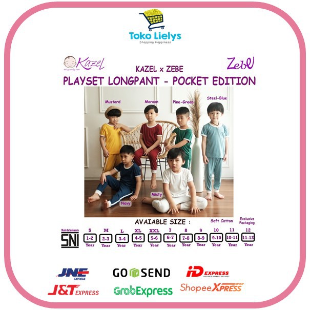 Kazel X Zebe Setelan Piyama Playset Longpants - Pocket Edition BAJU ANAK SML-XXL