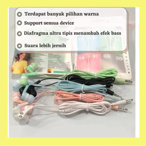 S HEADSET/HANDSFREE/EARPHONE/HF MUSIC ANGEL MP3 MACARON STEREO EARPHONE WARNA WARNI