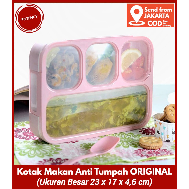 Tempat Makan Anti Tumpah ORIGINAL Besar / Tempat Bekal Anti Tumpah Premium / Lunch Box Anti Tumpah