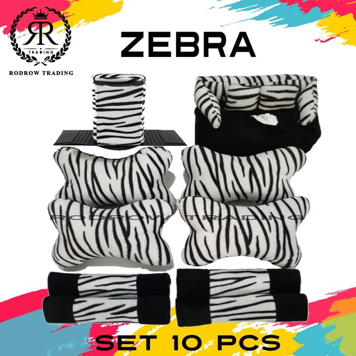 Bantal Mobil Motif Zebra Set 10 pcs / Bantal Jok Mobil Motif Zebra
