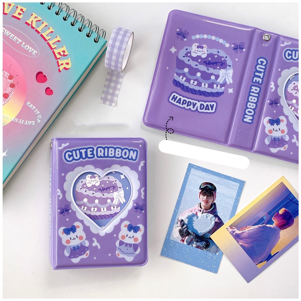 Kawaii Cake Bear 3inch Mini Album Foto Tempat Photocard Buku Penyimpanan Kartu Idol