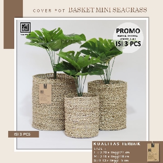 Keranjang Anyaman  Cover Pot  Tanaman Seagrass Mix Sintetis  