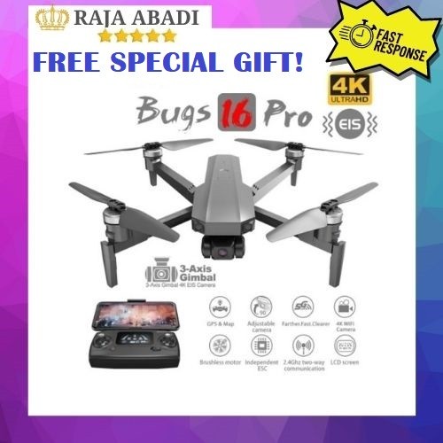 {adenastore} MJX Bugs 16 Pro B16 Pro EIS 5G WIFI FPV 3-Axis Gimbal GPS DRONE - 1 Battery Diskon