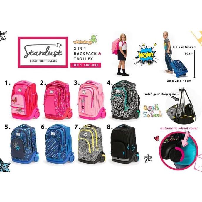 Okiedog Stardust Tas Sekolah Anak Ransel dan Trolley