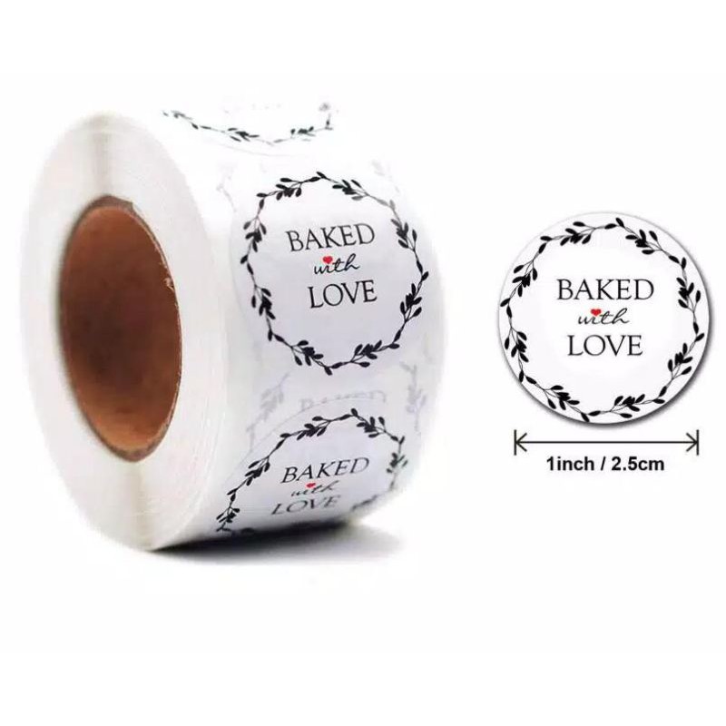 Stiker lebel motif bulat thank you / tempelan stiker tulisan thanks you isi 100 pcs-Baked