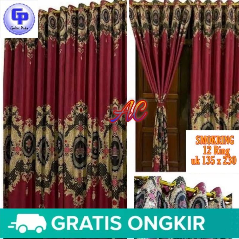 Galeripuko - Gorden smokring motif batik sultan marun uk 135*230 Bisa COD