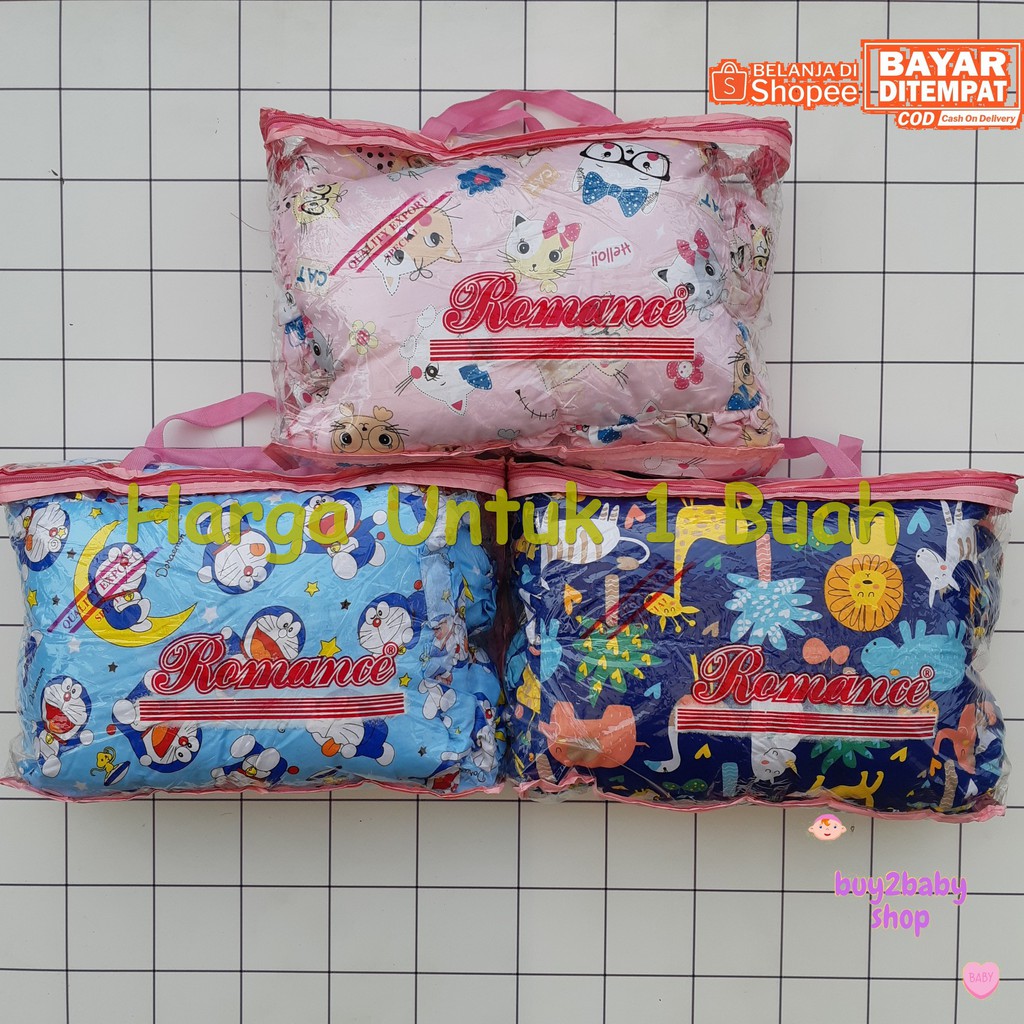 Bantal Guling bayi motif karakter warna warni lucu 1 set (1 Bantal 2 Guling)