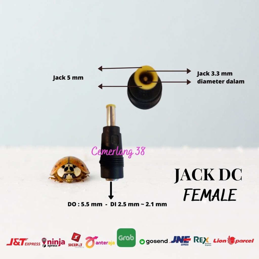 5.5mm*3.3mm Sambungan Jack DC/Female to Male Over Connector Jack DC